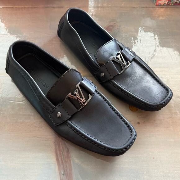 Louis Vuitton Black Monte Carlo Moccasin Loafers Sz 10 - Picture 1 of 14